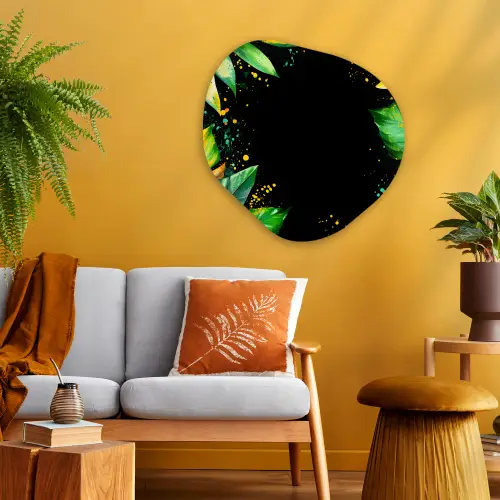 Bladeren - Groen - Geel - Verf - Jungle Wandcirkel Organisch Plexiglas middel -sfeer4