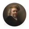 Zelfportret - Schilderij van Rembrandt van Rijn Wandcirkel aluminium klein -3d