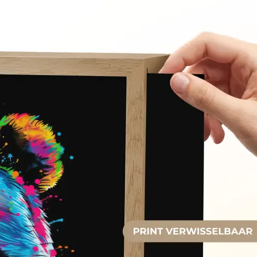 Panda - Dieren - Kleur - Verf - Zwart Light Box met batterij (Wandlamp kind) middel -USP_websiteprintNL