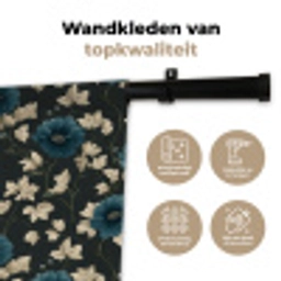 Botanisch - Bloemen - Blauw Wandkleed katoen klein 269 -sfeer2