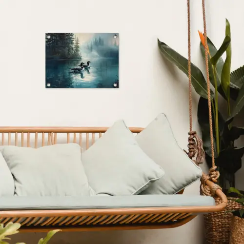 Bos - Water - Eenden - Mistig tuinposter los doek klein -sfeer7