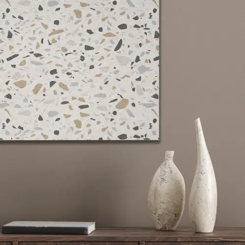 Terrazzo -  Patroon - Staal PET vilt klein 837 -sfeer6_closeup