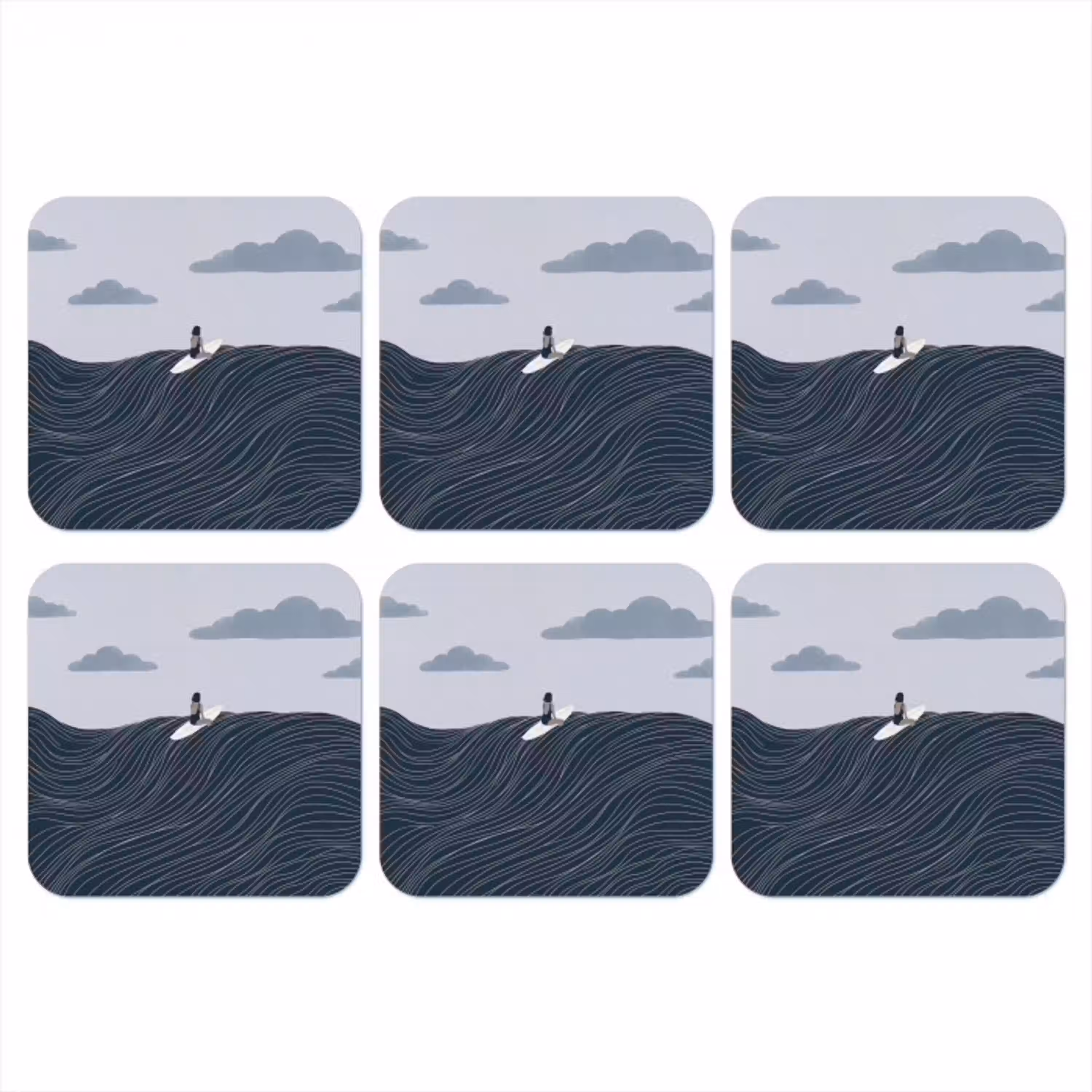 Persoon - Surfen - Oceaan - Natuur - Modern onderzetter kurk middel -3d