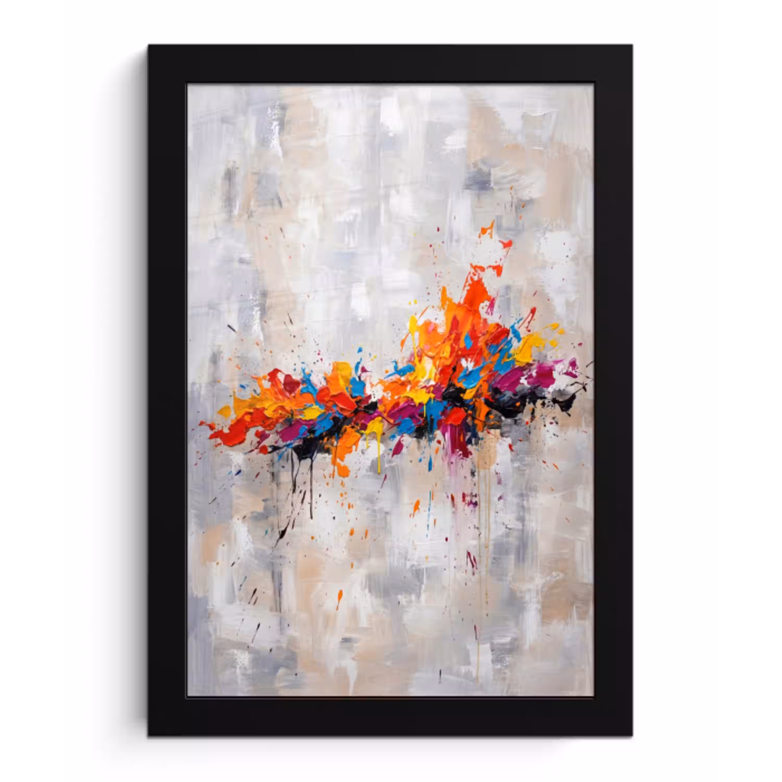 Abstract - Schilderij - Kleurrijk - Dynamisch fotolijst zwart zonder passe partout klein -3d