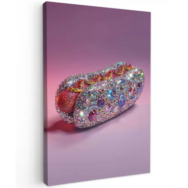 Hotdog - Steentjes - Glitters - Paars canvas 2cm klein -z3d