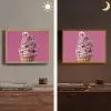 Softijs - Edelstenen - Roze - Hoorntje Light Box met batterij (Wandlamp) middel -sfeer3
