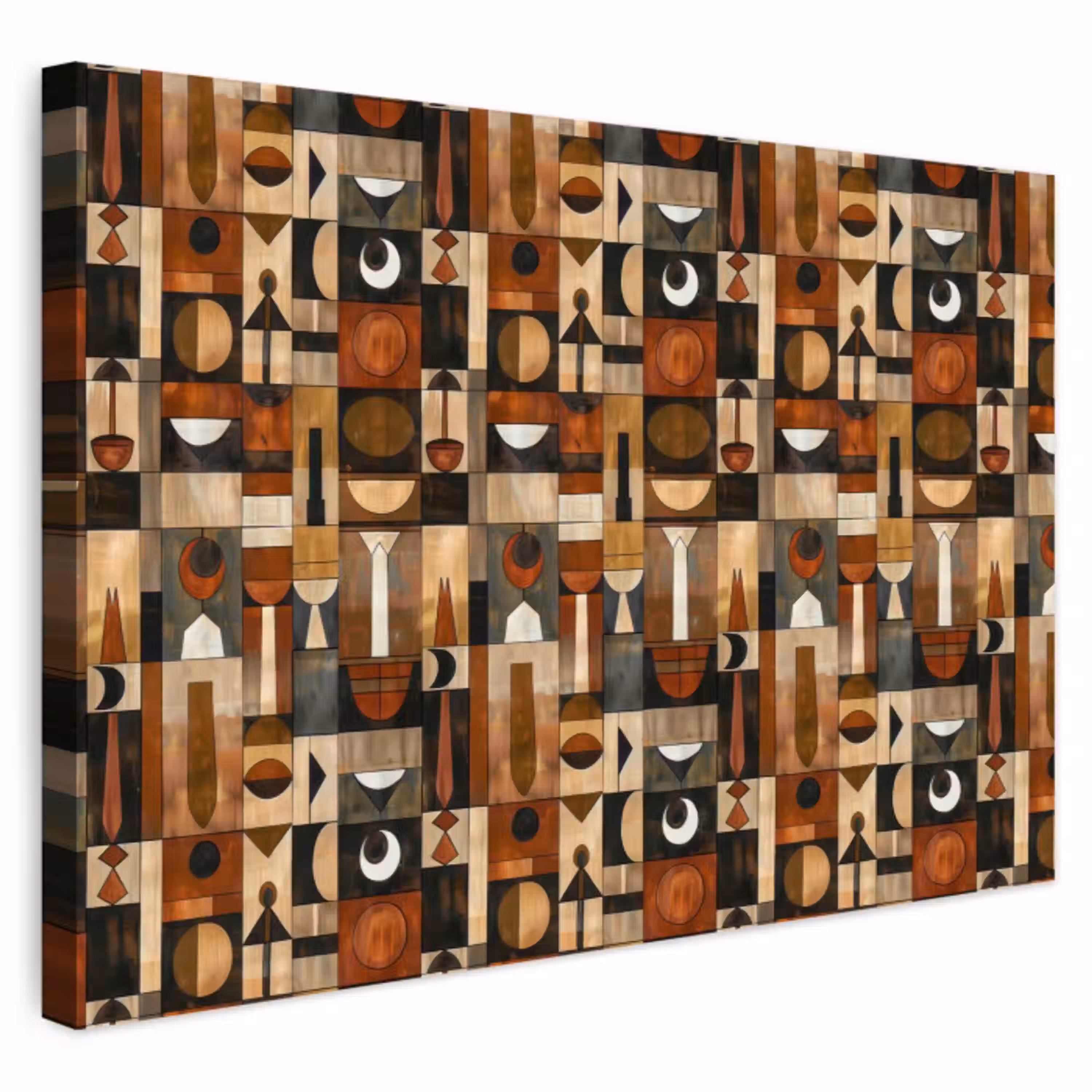 Terracotta - Geometrisch - Mid-Century - Patroon Tuinposter op houten frame 2 cm dik klein 845 -3d