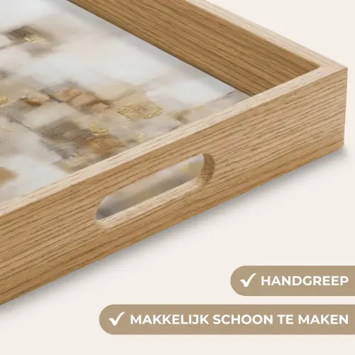 Abstracte vierkanten - Aardetonen - Mistig Dienblad Rechthoek middel -USP_HandgreepNL