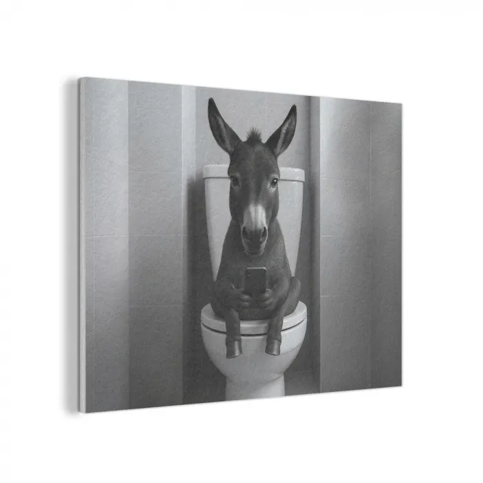 Ezel - Telefoon - Toilet - Zwart - Wit PET vilt klein -3d