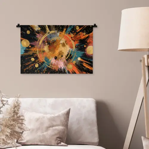 Explosie - Verfstructuur - Goud - Abstract Wandkleed katoen klein -sfeer4