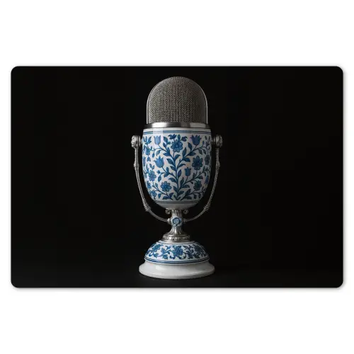Microfoon - Delfts blauw - Muziek Placemat vinyl groot -zzsfeer1_Kitchenyeah-website