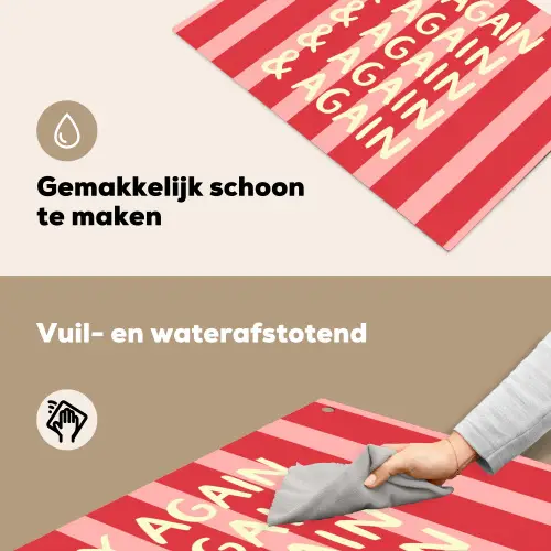 Strepen - Rood - Try again Inductie beschemer met haakjes klein -ky-schoon-nl