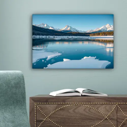 Landschap - Winter - Meer - Bergen - Uitzicht - IJs canvas 2cm klein -sfeer4