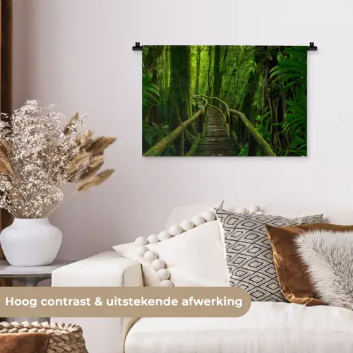 Jungle - Brug - Mos - Natuur - Tropisch Wandkleed katoen klein -sfeer1