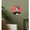 Meisje - Kopje - Bloemen - Roze Wandcirkel behangsticker klein -sfeer2