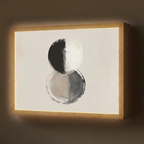 Cirkels - Strepen - Minimalistisch - Zwart Light Box met batterij (Wandlamp) middel -z3d_website
