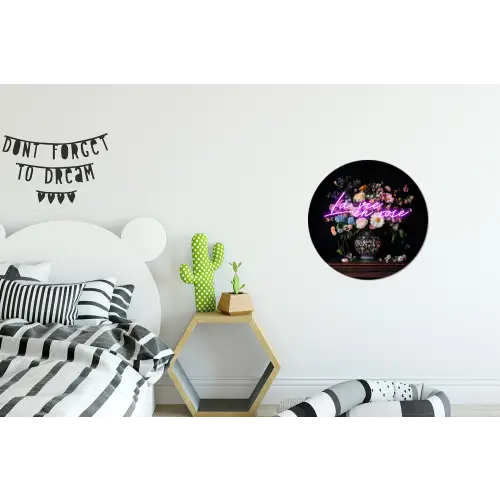 Neon - Vaas - Bloemen Wandcirkel aluminium klein -kinderkamer