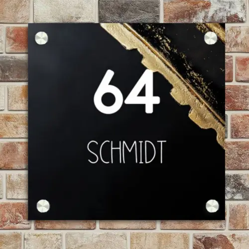 Gouden hoek - Modern Naambord Vierkant klein -sfeer2