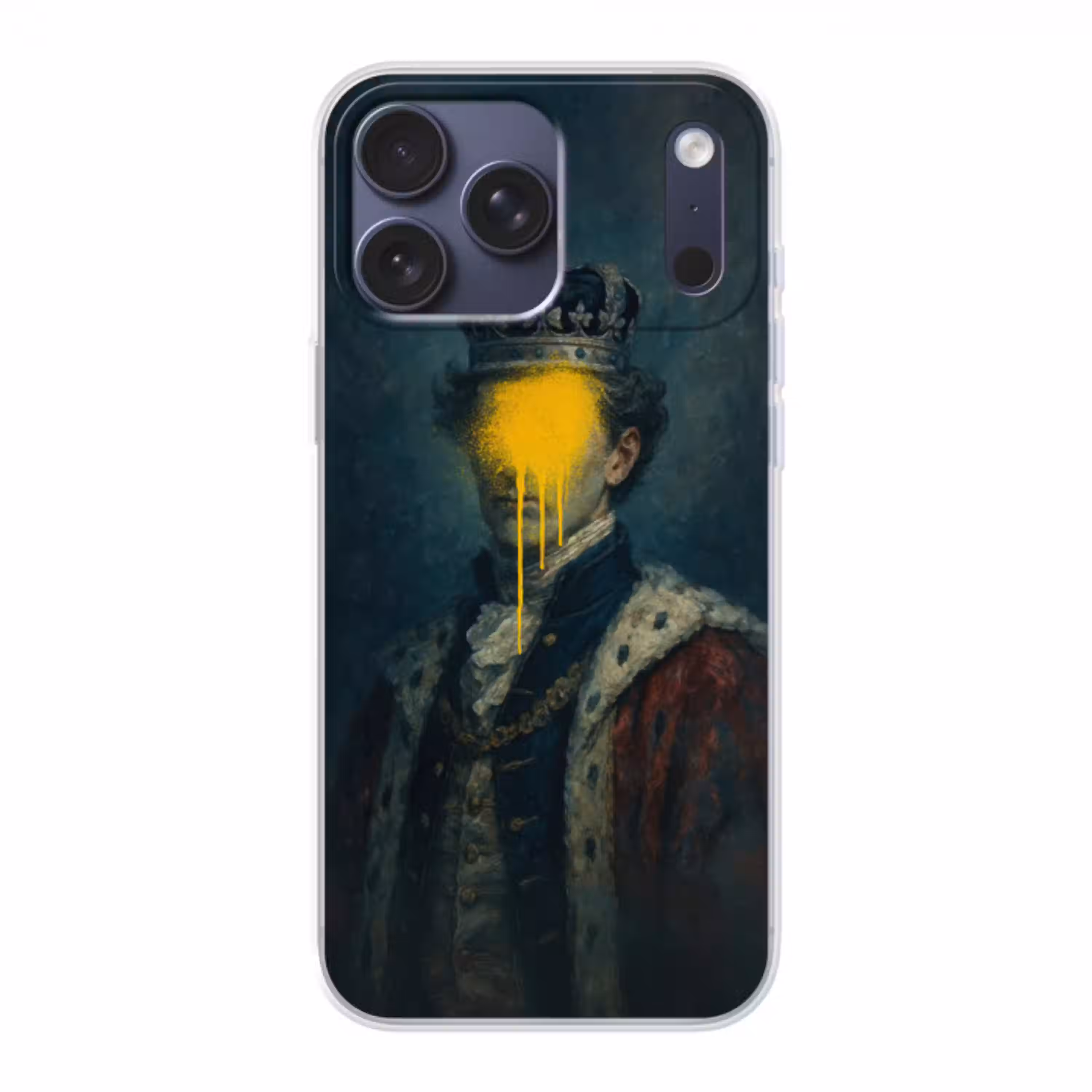 Koning - Portret - Druipende gele verf Telefoonhoesje iPhone 17 Pro Max klein -3d