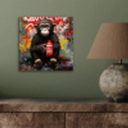 Aap - Graffiti - Dieren - Kunst - Flesje - Kleuren aluminium wit klein -sfeer2