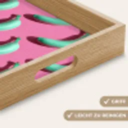 Bananen - Patroon - Blauw - Roze Dienblad Rechthoek middel -USP_HandgreepDE