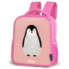 Pinguïn - Stippen - Roze - Minimalistisch Kinderrugzak - Roze middel -schuin