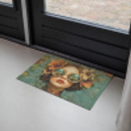 Vrouw - Bloemen - Vlinders - Natuur - Vintage Deurmat klein -sfeer2