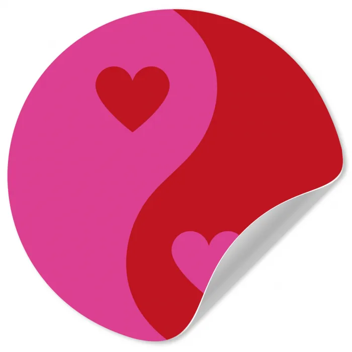 Minimalistisch - Rood - Roze - Hartjes Wandcirkel behangsticker klein -3d