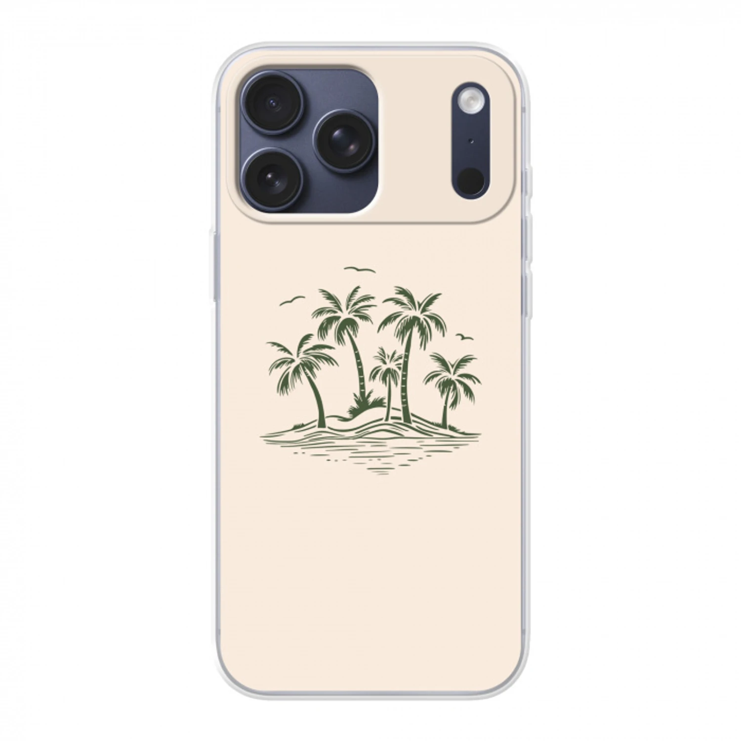 Palmbomen - Strand - Beige - Groen - Tropisch Telefoonhoesje iPhone 17 Pro Max klein -3d