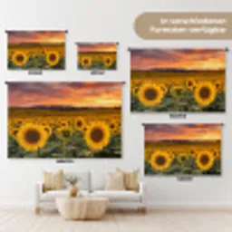 Zonnebloemen - Heuvellandschap - Geel Wandkleed katoen klein -tsfeer8_DE