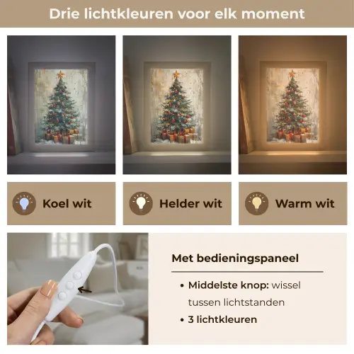 Kerstboom - Vintage - Kerst - Cadeau Light Box met kabel (Tafellamp) klein -USP_lichtkleurNL