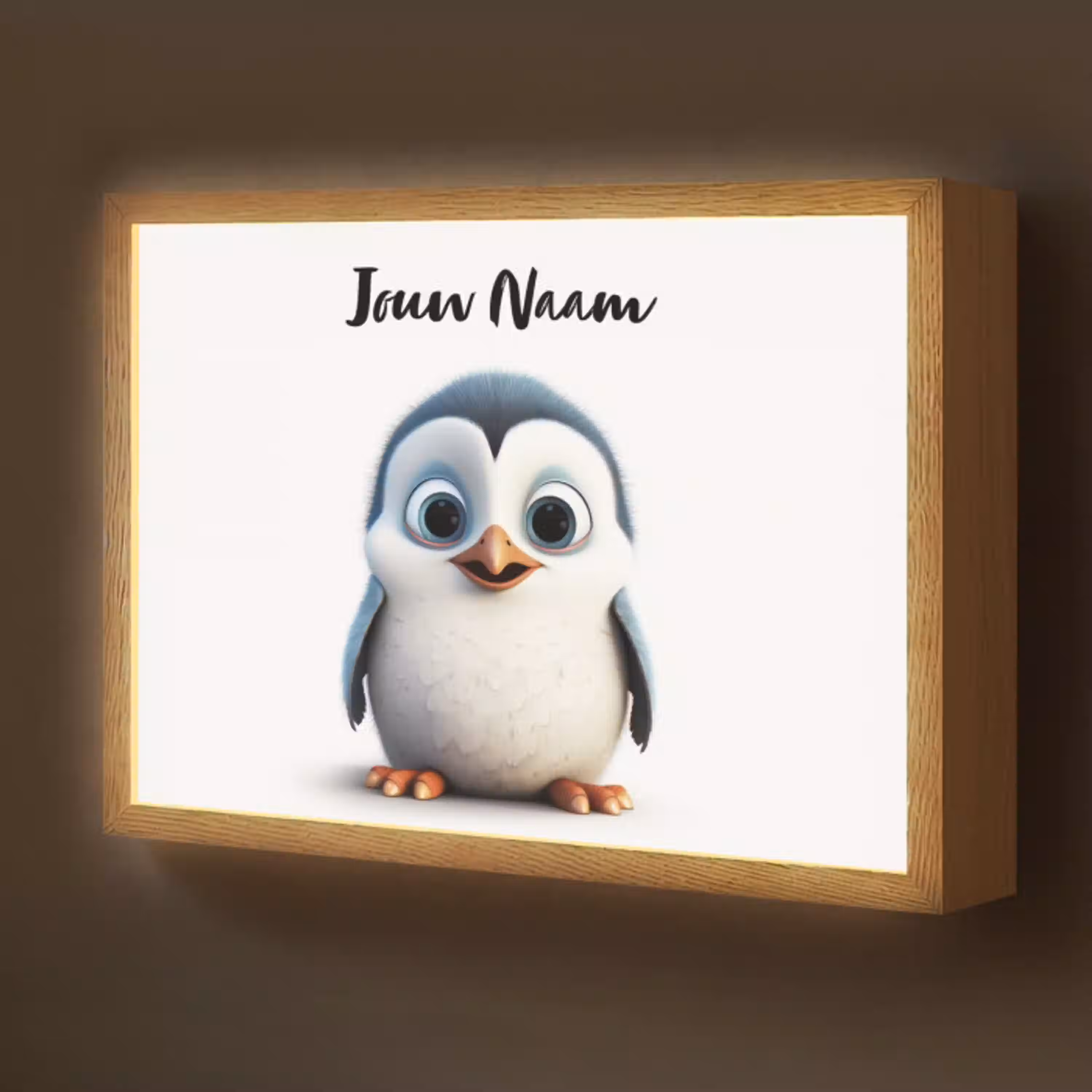 Pinguïn - Dieren - Meisjes - Kind - Jongens Light Box met batterij (Wandlamp kind) middel -z3d_website