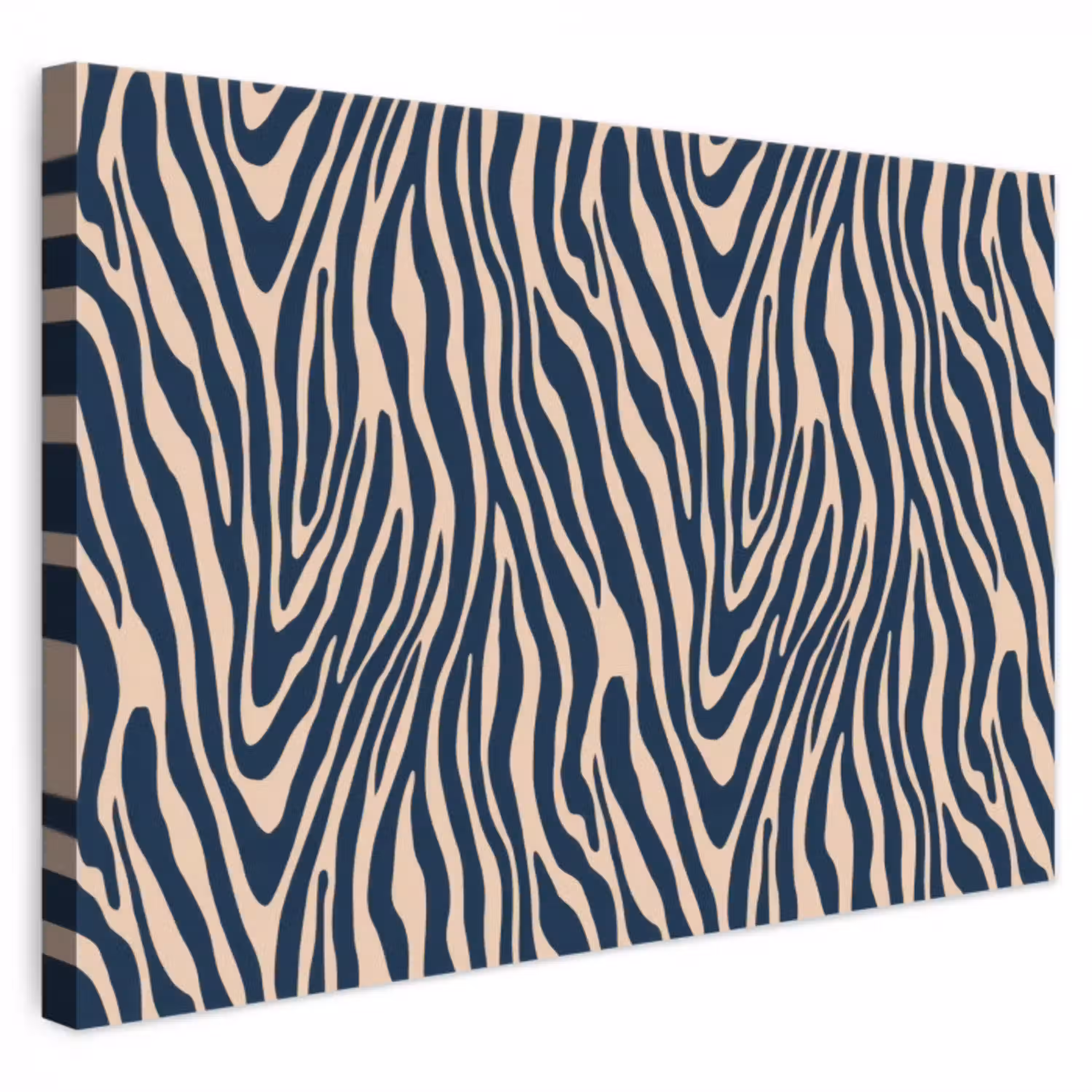 Zebra - Patroon - Blauw - Beige canvas 2cm klein 34 -3d