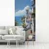 Huizen - Zee - Bomen - Bloemen fotobehang vinyl groot -woonkamer
