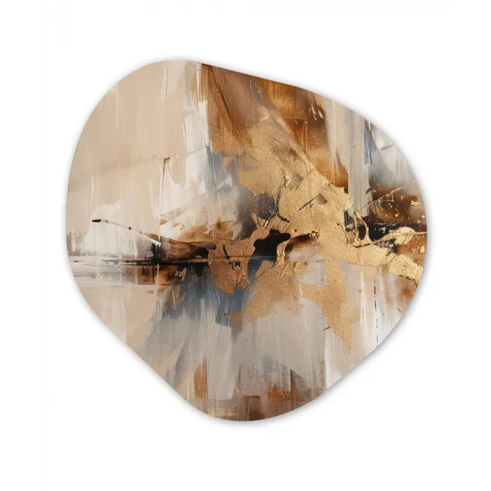Modern - Bruin - Abstract - Beige Wandcirkel Organisch Forex 3mm klein -3d