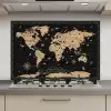 Wereldkaart - Beige - Zwart keuken achterwand spatscherm klein -3d_website