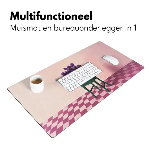 Stoel - Vaas - Bloemen - Geblokt Muismat XXL klein -sfeer4