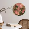 Kolibries - Bloemen - Groen - Roze Wandcirkel kunststof plaat 5mm dik klein -sfeer4
