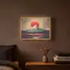 Bergtop - Sneeuw - Zon Light Box met batterij (Wandlamp) middel -sfeer4
