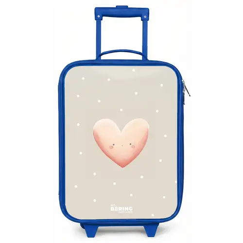 Roze hart omringd door beige stippen Kinderkoffer - Blauw klein -zz3dotto