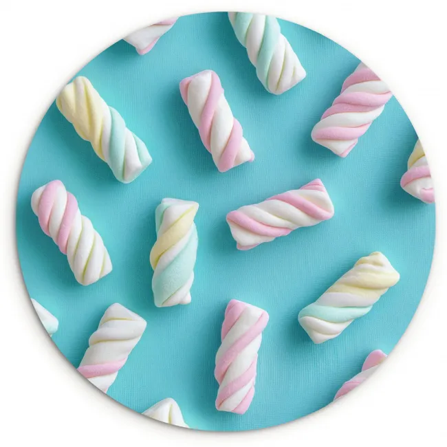 Spekjes - Pastel - Snoep - Blauw KitchenYeah - Keuken - Wandcirkel Forex klein -3d