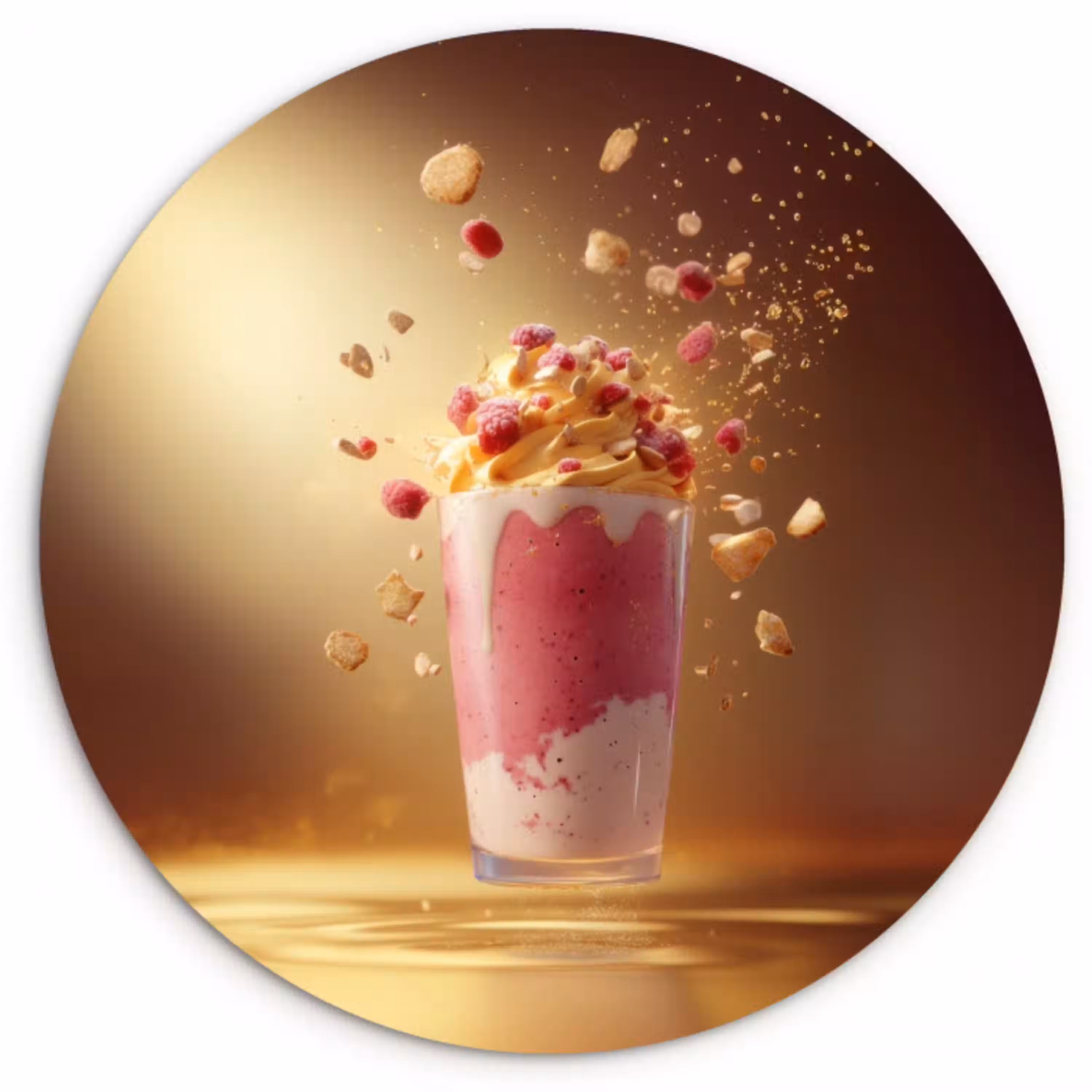 Framboos - Smoothie - Drinken - Roze Wandcirkel kunststof plaat 5mm dik klein -3d