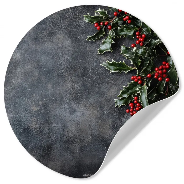 Winter - Hulst - Kerst - Beton Wandcirkel behangsticker klein -3d