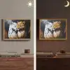 Luipaard - Oranje - Wit - Gras Light Box met batterij (Wandlamp) middel -sfeer3