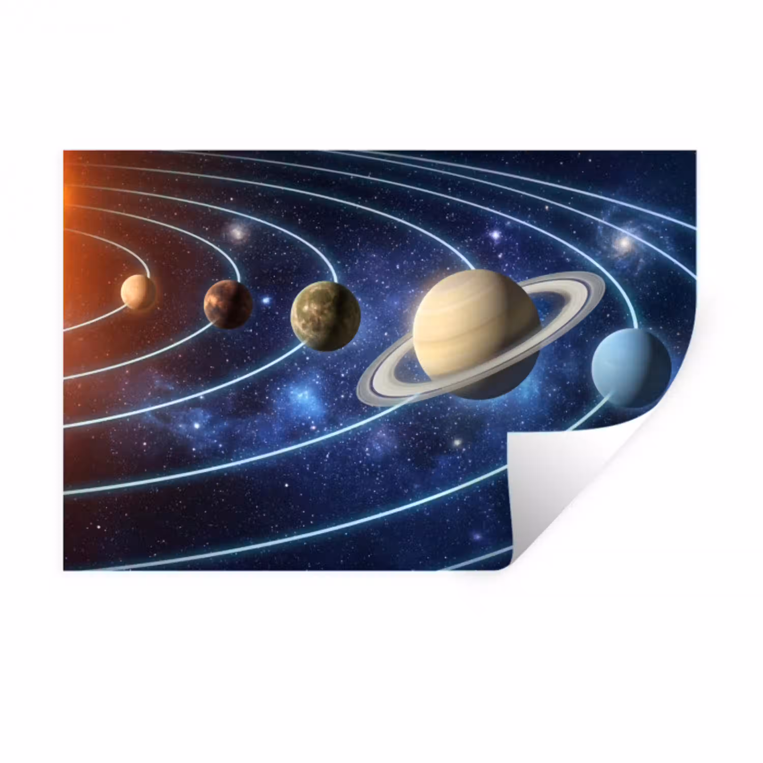 Ruimte - Zonnestelsel - Blauw Muursticker klein -3d