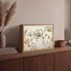 Bloemen - Beige - Natuur - Illustratie Light Box met batterij (Wandlamp) middel -sfeer2