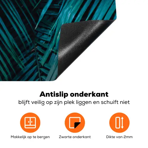Palmblad - Tropisch - Natuur - Jungle Inductie beschermer vinyl 3mm klein -zzzzzzz-td-onderkant