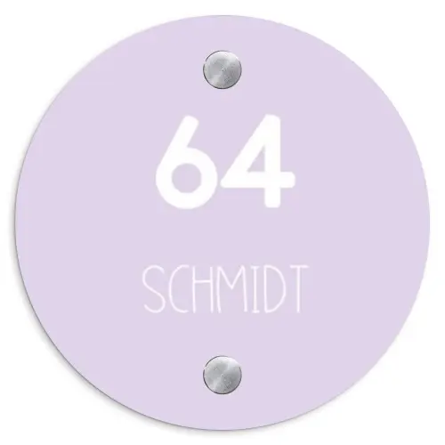 Lila - Modern Naambord Rond klein -3d