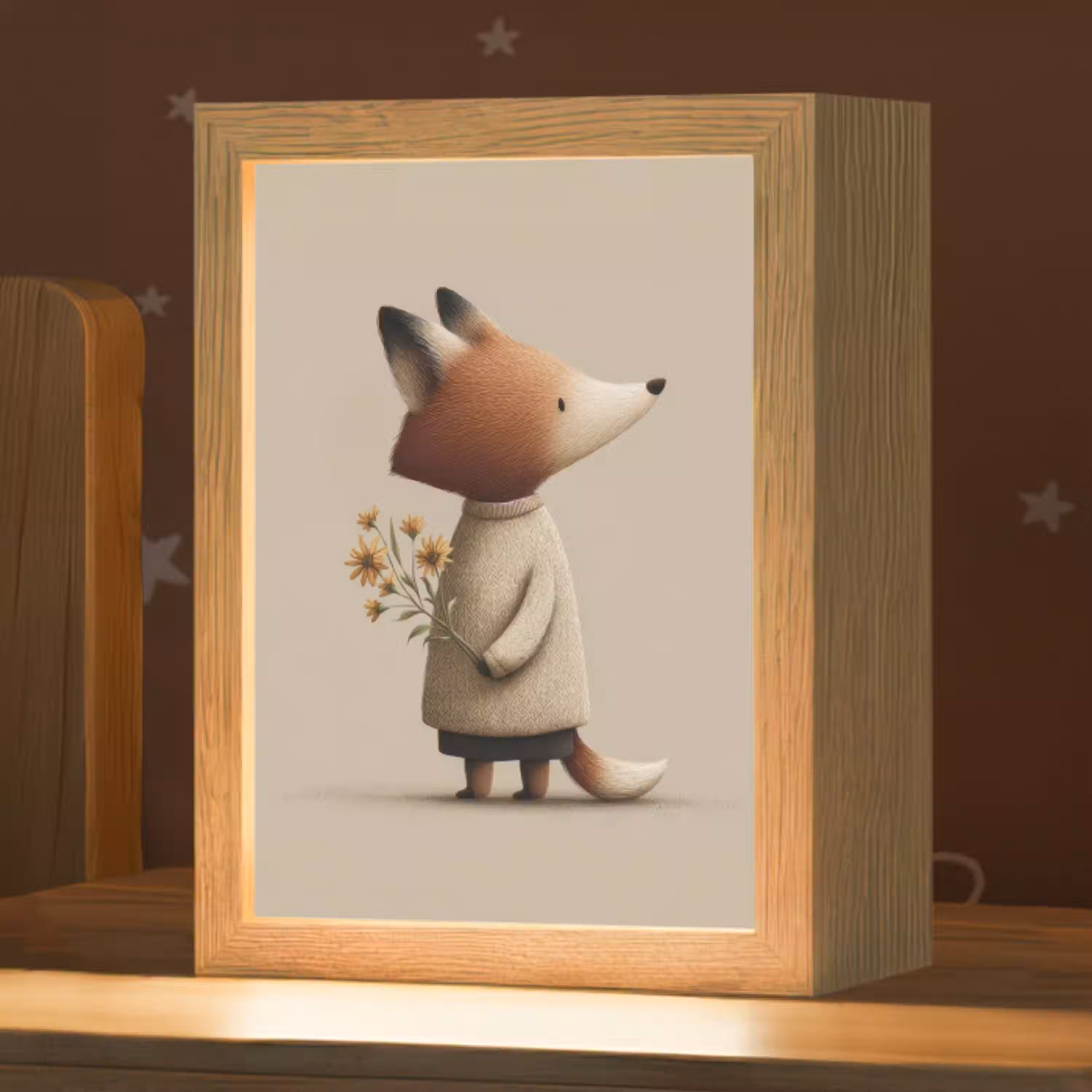 Vos - Gele bloemen - Minimalistisch Light Box met kabel klein -zzz_3d_website