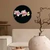 Orchidee - Bloemen - Zwart - Roze - Knoppen Wandcirkel kunststof plaat 5mm dik klein -sfeer1